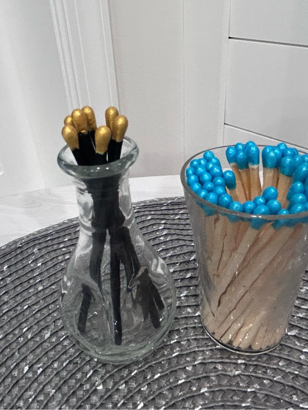 Restyle Repurpose Vintage glass Striker wooden decor colored Matchsticks gifts